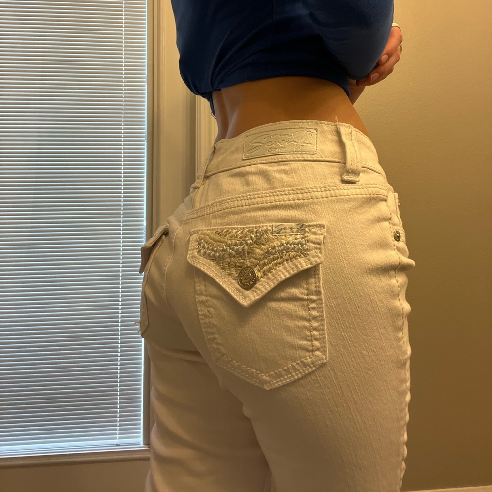 seven 7 white wide leg jeans